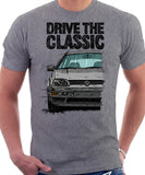 Drive The Classic VW Golf Mk3 Black Bumper. T-shirt in Heather Grey Color.