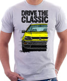 Drive The Classic VW Golf Mk3 Black Bumper. T-shirt in White Color.