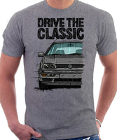 Drive The Classic VW Golf Mk3. T-shirt in Heather Grey Color.