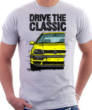 Drive The Classic VW Golf Mk3. T-shirt in White Color.