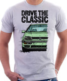 Drive The Classic VW Golf Mk3. T-shirt in White Color.