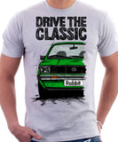 Drive The Classic VW Rabbit (Golf) Mk1 Early Model. T-shirt in White Colour