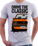 Drive The Classic VW Rabbit (Golf) Mk1 GTI Late Model. T-shirt in White Colour