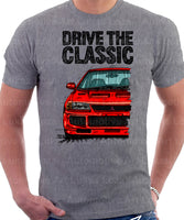 Drive The Classic Mitsubishi Lancer Evolution 3. T-shirt in Heather Grey Colour