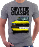 Drive The Classic Ford Fiesta Mk1 Big Bumper. T-shirt in Heather Grey Colour