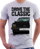 Drive The Classic Ford Fiesta Mk1 Big Bumper. T-shirt in White Colour