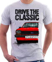 Drive The Classic Ford Fiesta Mk1 Big Bumper. T-shirt in White Colour