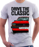 Drive The Classic Ford Fiesta Mk1 Big Bumper. T-shirt in White Colour