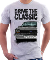 Drive The Classic Ford Fiesta Mk1 Small Bumper. T-shirt in White Colour