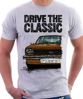 Drive The Classic Ford Fiesta Mk1 Small Bumper. T-shirt in White Colour