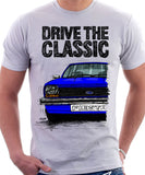 Drive The Classic Ford Fiesta Mk1 Small Bumper. T-shirt in White Colour