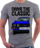 Drive The Classic Ford Fiesta Mk1 XR2. T-shirt in Heather Grey Colour