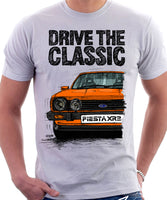 Drive The Classic Ford Fiesta Mk1 XR2. T-shirt in White Colour