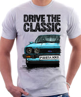 Drive The Classic Ford Fiesta Mk1 XR2. T-shirt in White Colour