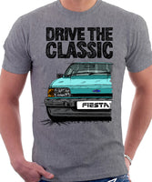 Drive The Classic Ford Fiesta Mk2 Ghia. T-shirt in Heather Grey Colour