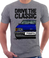 Drive The Classic Ford Fiesta Mk2 Ghia. T-shirt in Heather Grey Colour