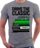 Drive The Classic Ford Fiesta Mk2 Ghia. T-shirt in Heather Grey Colour