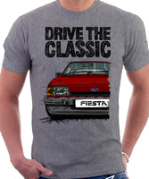 Drive The Classic Ford Fiesta Mk2 Ghia. T-shirt in Heather Grey Colour