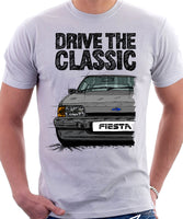 Drive The Classic Ford Fiesta Mk2 Ghia. T-shirt in White Colour