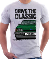 Drive The Classic Ford Fiesta Mk2 Ghia. T-shirt in White Colour