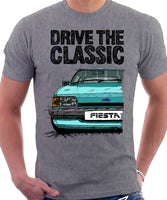 Drive The Classic Ford Fiesta Mk2 Standard Model. T-shirt in Heather Grey Colour