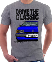 Drive The Classic Ford Fiesta Mk2 Standard Model. T-shirt in Heather Grey Colour