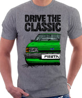 Drive The Classic Ford Fiesta Mk2 Standard Model. T-shirt in Heather Grey Colour