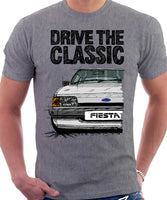 Drive The Classic Ford Fiesta Mk2 Standard Model. T-shirt in Heather Grey Colour