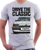 Drive The Classic Ford Fiesta Mk2 Standard Model . T-shirt in White Colour