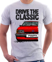 Drive The Classic Ford Fiesta Mk2 Standard Model . T-shirt in White Colour