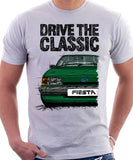 Drive The Classic Ford Fiesta Mk2 Standard Model . T-shirt in White Colour