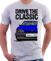 Drive The Classic Ford Fiesta Mk2 XR2 . T-shirt in White Colour