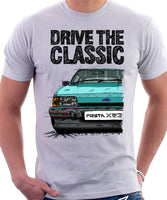 Drive The Classic Ford Fiesta Mk2 XR2 . T-shirt in White Colour