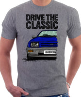 Drive The Classic Ford Sierra MK1 Early Model. T-shirt in Heather Grey Colour