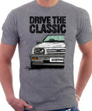 Drive The Classic Ford Sierra MK1 Early Model. T-shirt in Heather Grey Colour