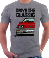 Drive The Classic Ford Sierra MK1 Early Model. T-shirt in Heather Grey Colour