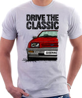 Drive The Classic Ford Sierra MK1 Early Model. T-shirt in White Colour