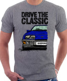 Drive The Classic Ford Sierra MK1 Ghia. T-shirt in Heather Grey Colour