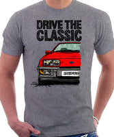 Drive The Classic Ford Sierra MK1 Ghia. T-shirt in Heather Grey Colour