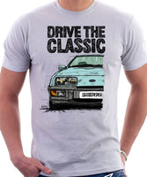 Drive The Classic Ford Sierra MK1 Ghia. T-shirt in White Colour