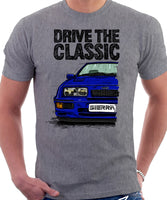 Drive The Classic Ford Sierra MK1 RS 500. T-shirt in Heather Grey Colour