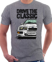 Drive The Classic Ford Sierra MK1 RS 500. T-shirt in Heather Grey Colour