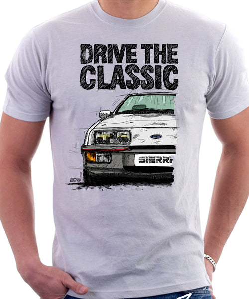 Drive The Classic Ford Sierra MK1 XR4i. T-shirt in White Colour