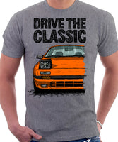 Drive The Classic Mazda RX7 Mk2 Early Model. T-shirt in Heather Grey Colour