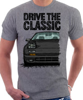 Drive The Classic Mazda RX7 Mk2 Early Model. T-shirt in Heather Grey Colour