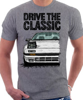 Drive The Classic Mazda RX7 Mk2 Early Model. T-shirt in Heather Grey Colour