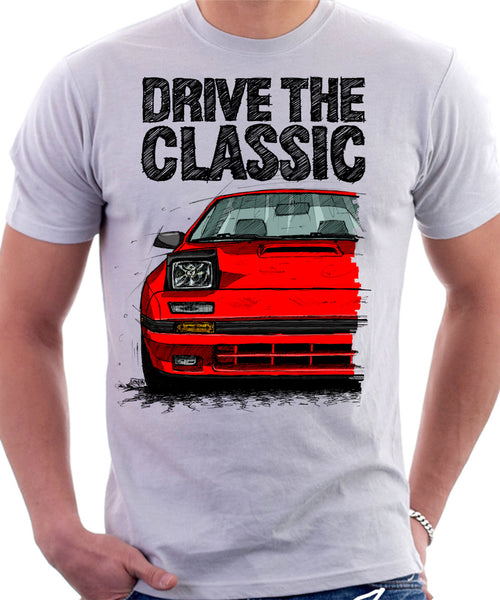 Drive The Classic Mazda RX7 Mk2 Turbo Early Model. T-shirt in White Colour