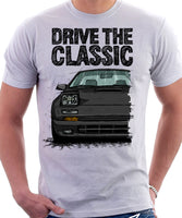 Drive The Classic Mazda RX7 Mk2 Turbo Early Model. T-shirt in White Colour