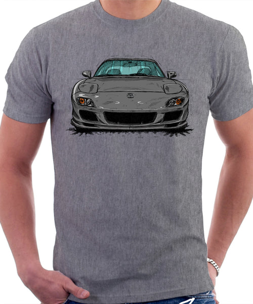 Mazda RX7 FD Late Model. T-shirt in Heather Grey Color