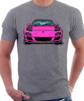 Mazda RX7 FD Late Model Lights Open. T-shirt in Heather Grey Color